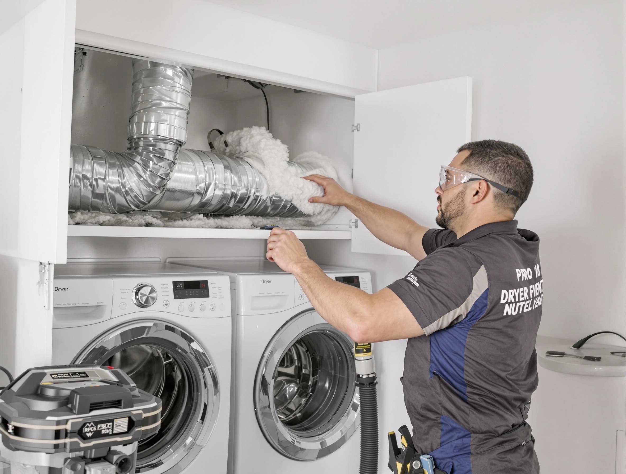 Fairfield Dryer Vent Cleaning certified technician performing specialized gas dryer vent cleaning in Fairfield