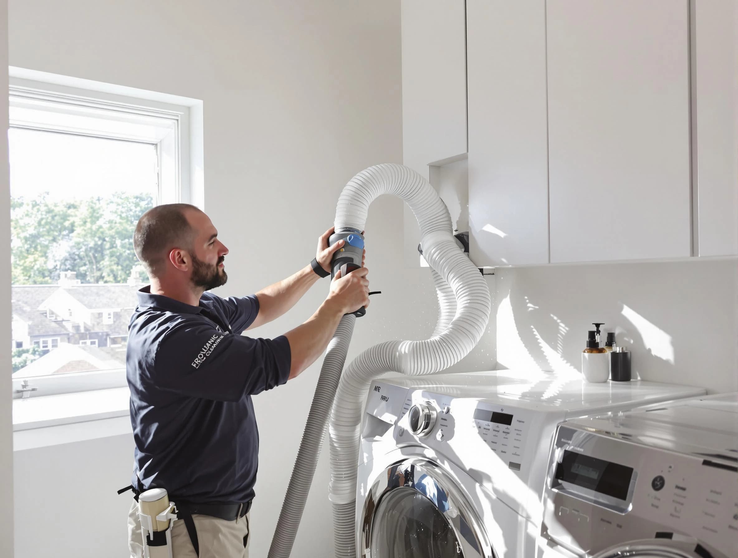 Certified Fairfield Dryer Vent Cleaning technician performing dryer vent cleaning in Fairfield