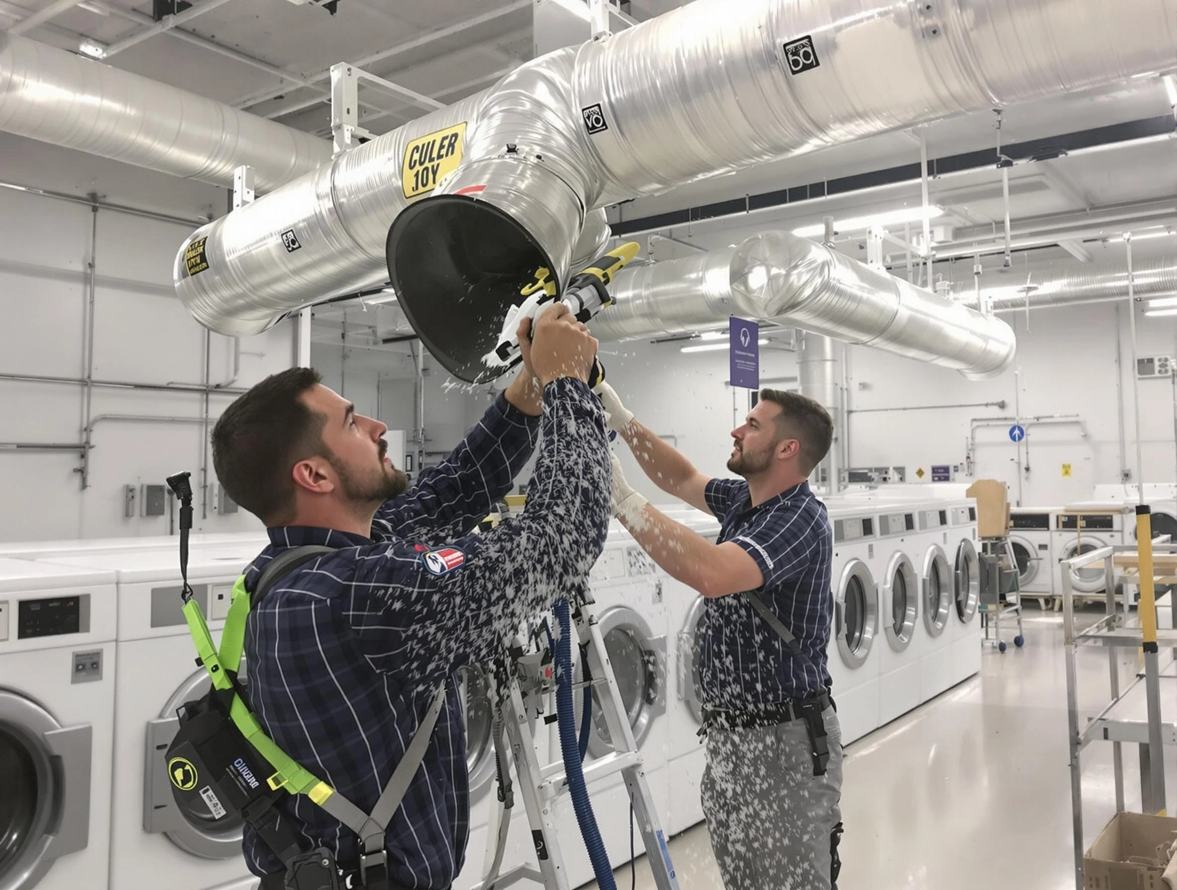Fairfield Dryer Vent Cleaning team performing large-scale commercial dryer vent cleaning in Fairfield